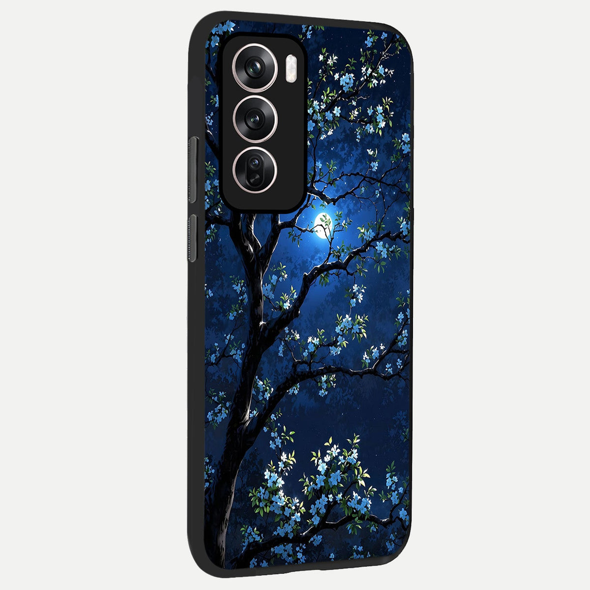  Mystic Floral Night back cover For Oppo Reno 12 Pro slim fit glass case with vibrant aesthetic design