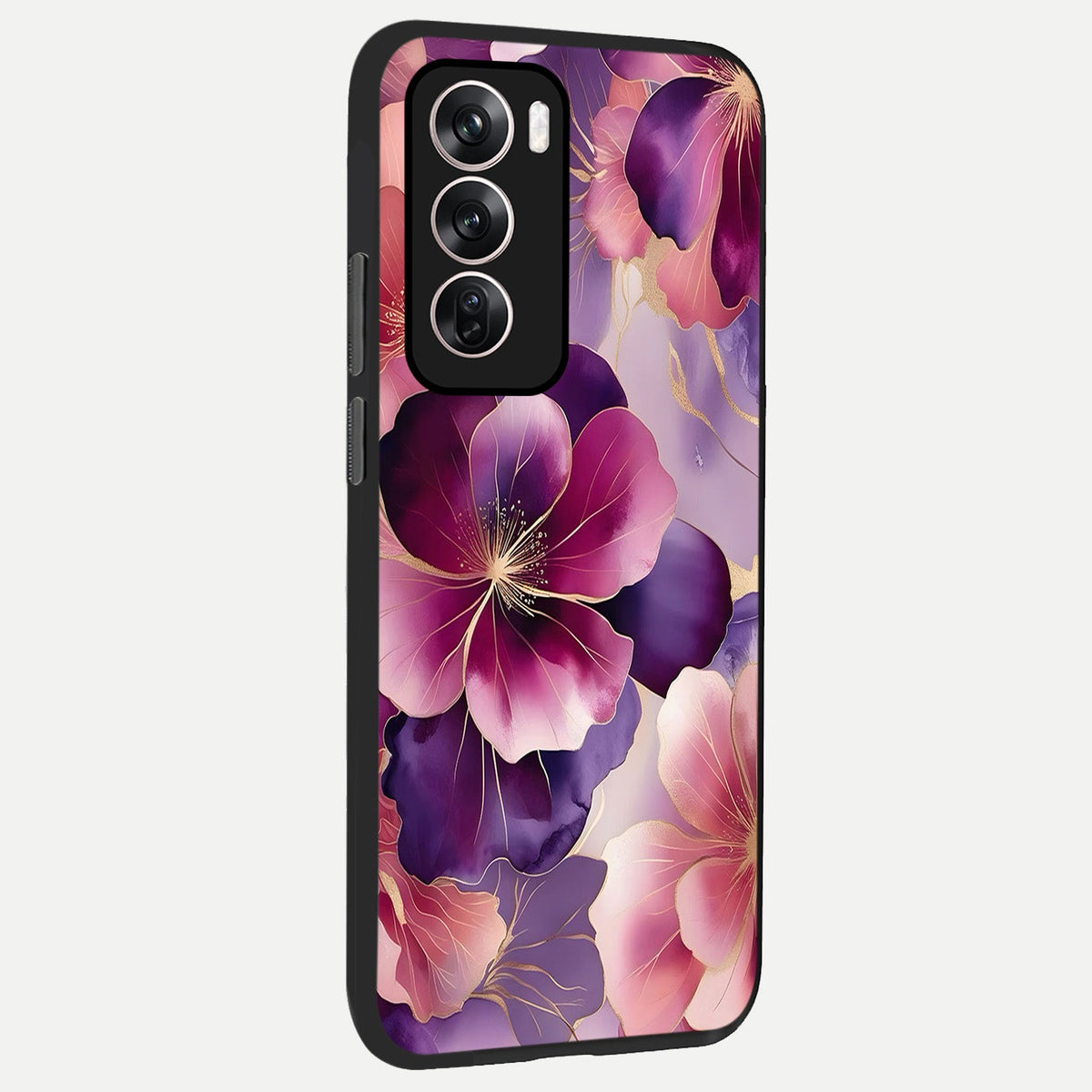  Pink Bouquet Florals back cover For Oppo Reno 12 Pro slim fit glass case with vibrant aesthetic design