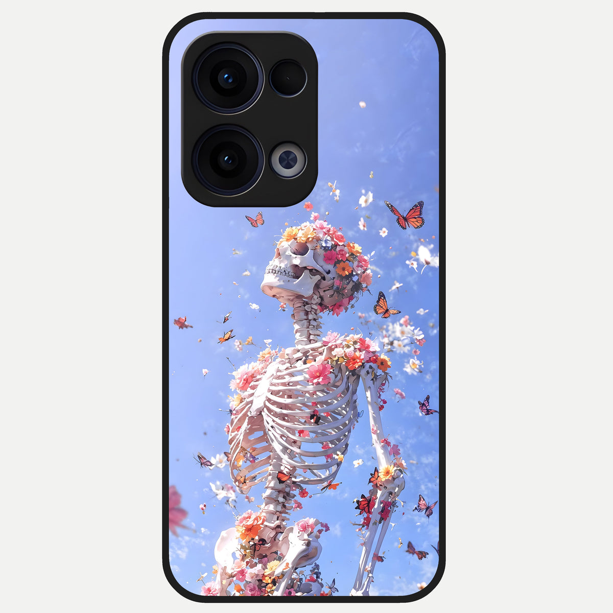  Bloom Beyond Bones Glass Case For Oppo Reno 13 back cover – full design glossy printed glass finish