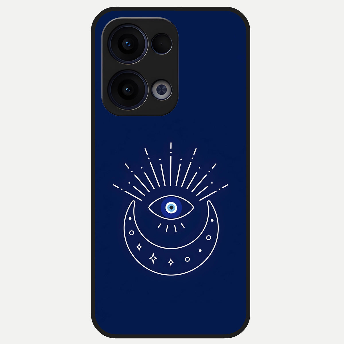  Blue Evil Eye Glass Case For Oppo Reno 13 back cover – full design glossy printed glass finish