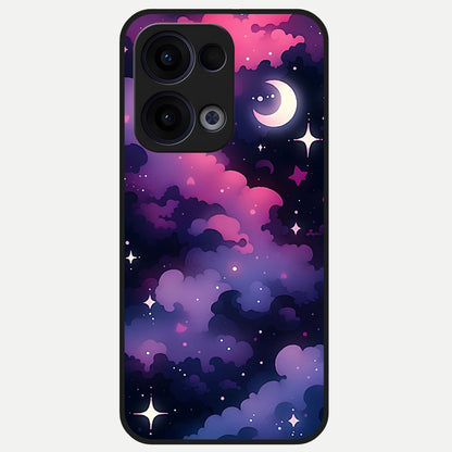  Celestial Moon Magic Glass Case For Oppo Reno 13 back cover – full design glossy printed glass finish