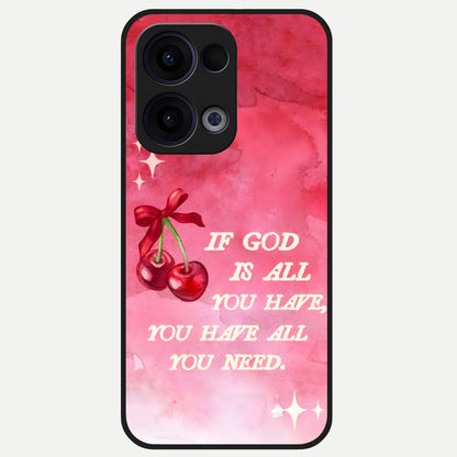  Cherry Quote Glass Case For Oppo Reno 13 back cover – full design glossy printed glass finish