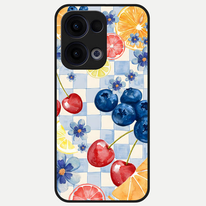  Citrus Bloom Joy Glass Case For Oppo Reno 13 back cover – full design glossy printed glass finish
