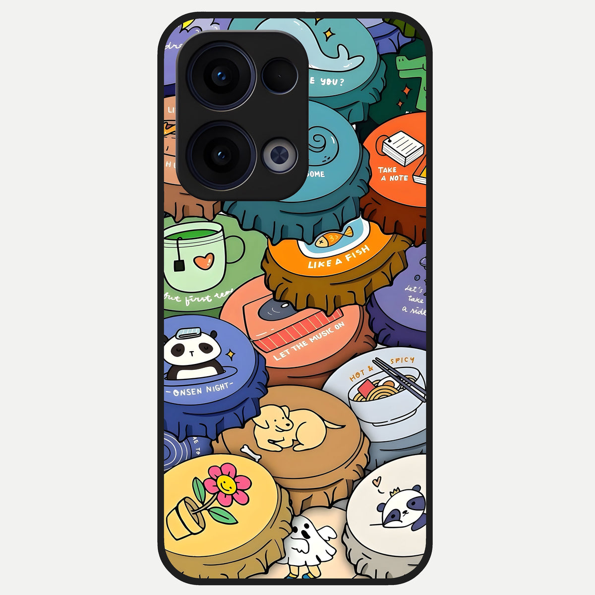  Coins Patterns Glass Case For Oppo Reno 13 back cover – full design glossy printed glass finish