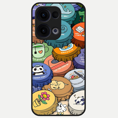  Coins Patterns Glass Case For Oppo Reno 13 back cover – full design glossy printed glass finish
