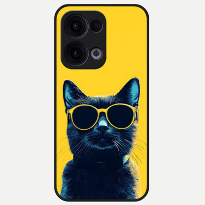  Cool Cat Vibes Glass Case For Oppo Reno 13 back cover – full design glossy printed glass finish