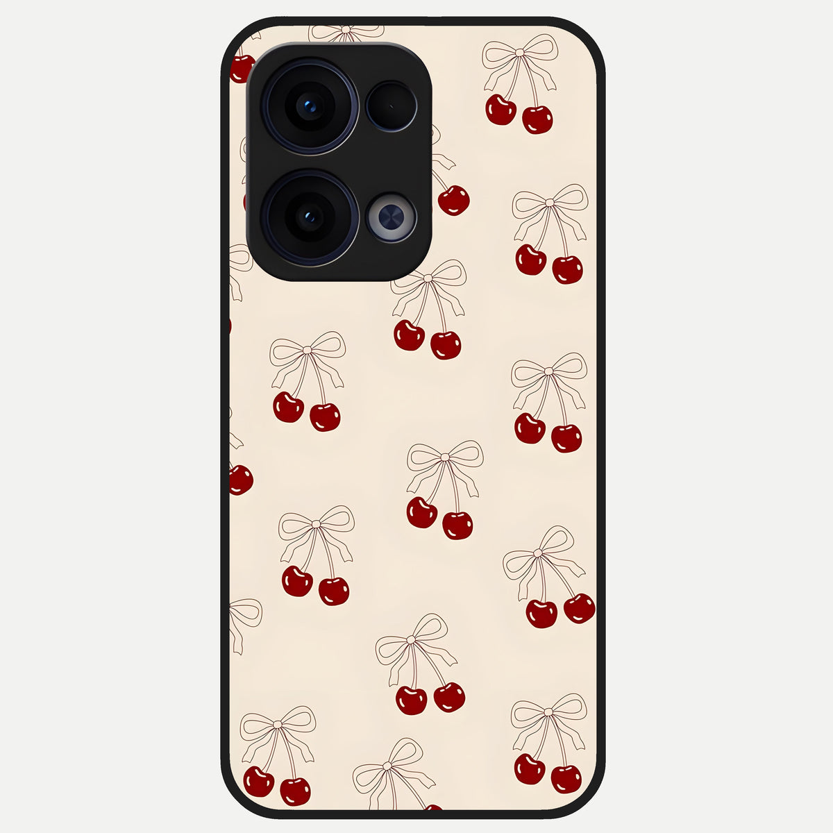  Cute Cherry Pattern Glass Case For Oppo Reno 13 back cover – full design glossy printed glass finish