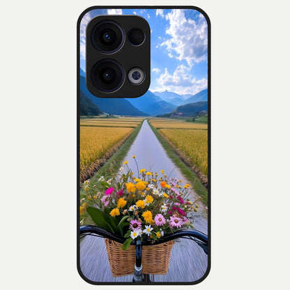  Golden Field Journey Glass Case For Oppo Reno 13 back cover – full design glossy printed glass finish