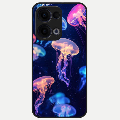  Jellyfish Pattern Glass Case For Oppo Reno 13 back cover – full design glossy printed glass finish