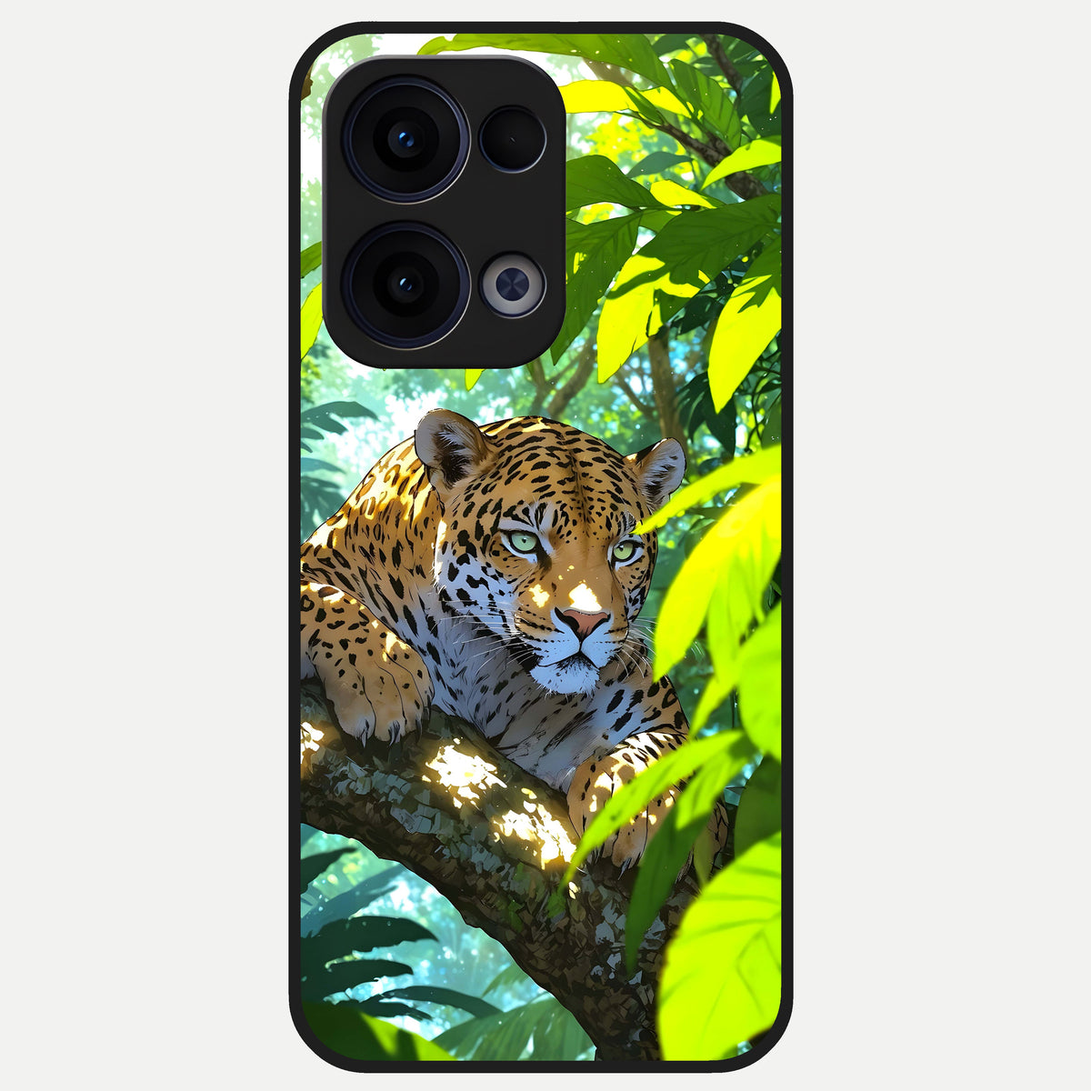  Leopard in Jungle Glass Case For Oppo Reno 13 back cover – full design glossy printed glass finish