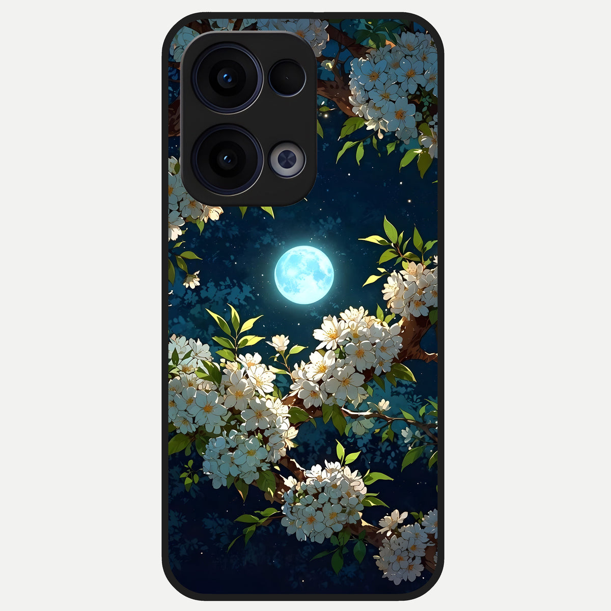  Moonlit Blossom Dream Glass Case For Oppo Reno 13 back cover – full design glossy printed glass finish