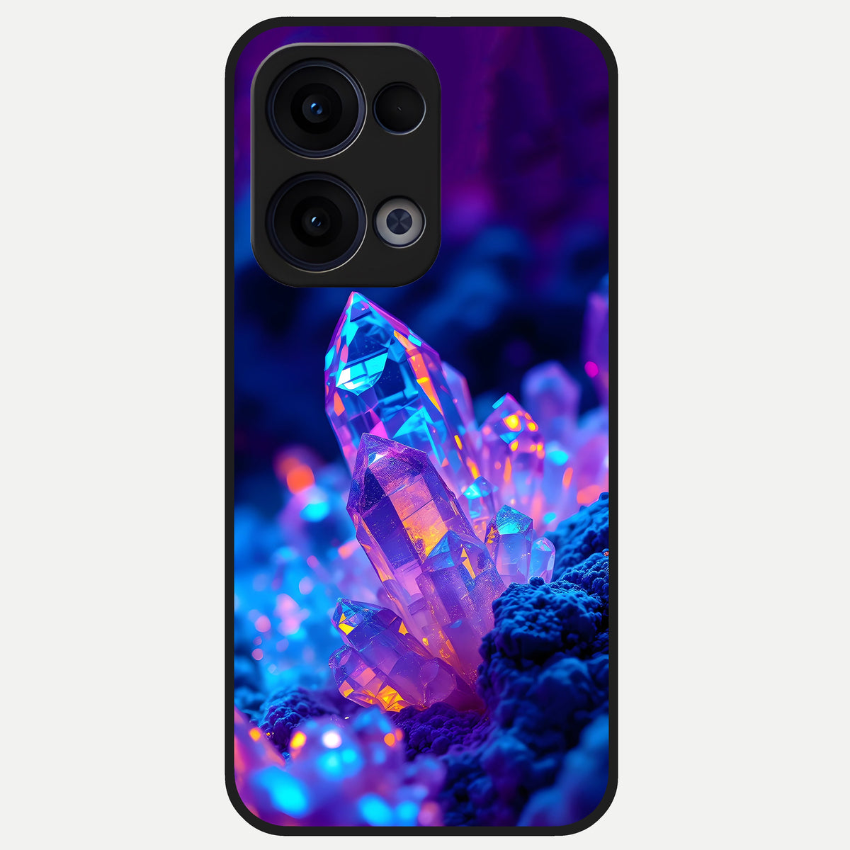  Neon Aura Shards Glass Case For Oppo Reno 13 back cover – full design glossy printed glass finish