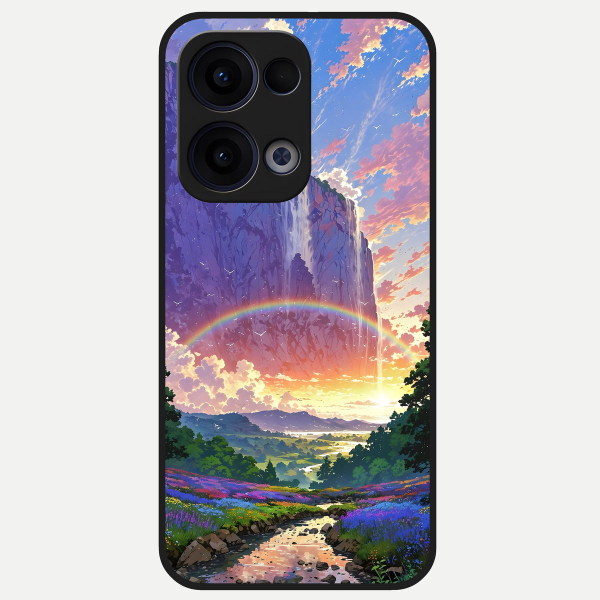  Rainbow Valley Dream Glass Case For Oppo Reno 13 back cover – full design glossy printed glass finish