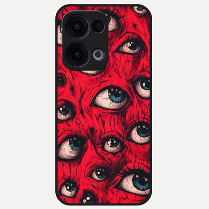  Red Eyes Pattern Glass Case For Oppo Reno 13 back cover – full design glossy printed glass finish