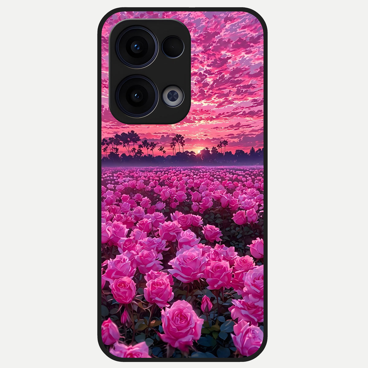  Rose Sunset Valley Glass Case For Oppo Reno 13 back cover – full design glossy printed glass finish