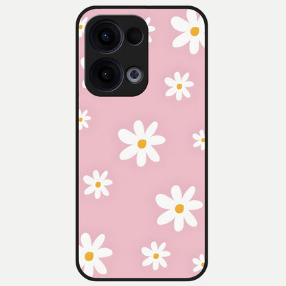  Soft Daisy Bliss Glass Case For Oppo Reno 13 back cover – full design glossy printed glass finish