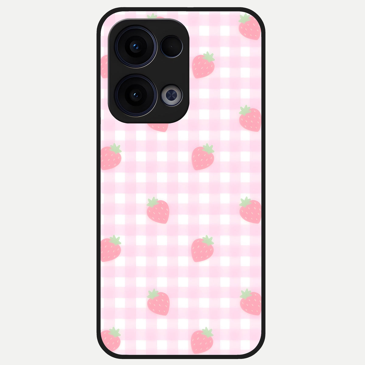  Strawberry Picnic Love Glass Case For Oppo Reno 13 back cover – full design glossy printed glass finish