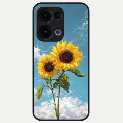  Sunlit Daisy Glow Glass Case For Oppo Reno 13 back cover – full design glossy printed glass finish