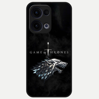  Throne Wolf Legacy Glass Case For Oppo Reno 13 back cover – full design glossy printed glass finish