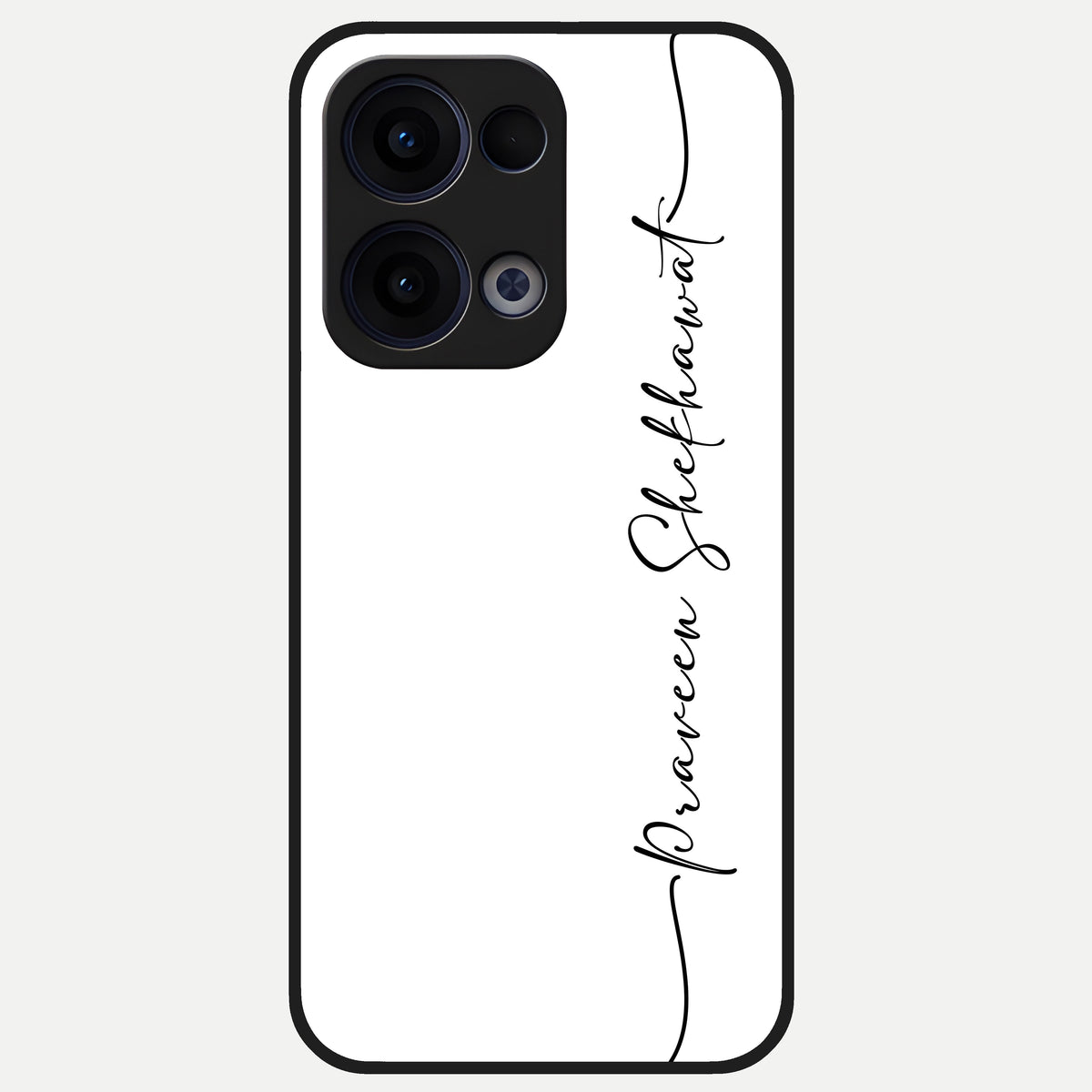  White Tune Custom Name Glass Case For Oppo Reno 13 back cover – personalized glossy printed glass finish