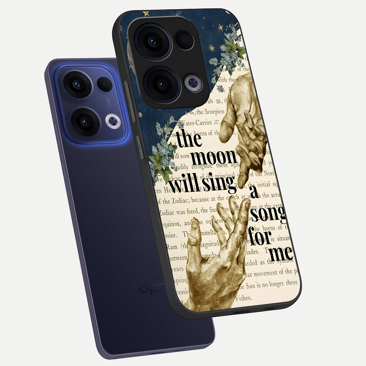  Aesthetic Divine phone case For Oppo Reno 13 showing premium glass back cover with detailed artwork