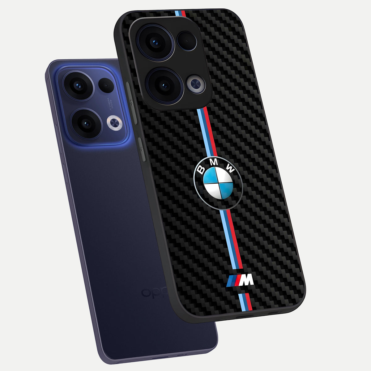  BMW Pattern phone case For Oppo Reno 13 showing premium glass back cover with detailed artwork