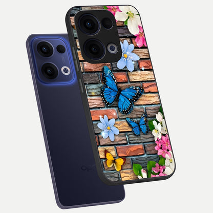  Brick Bloom Flight phone case For Oppo Reno 13 showing premium glass back cover with detailed artwork