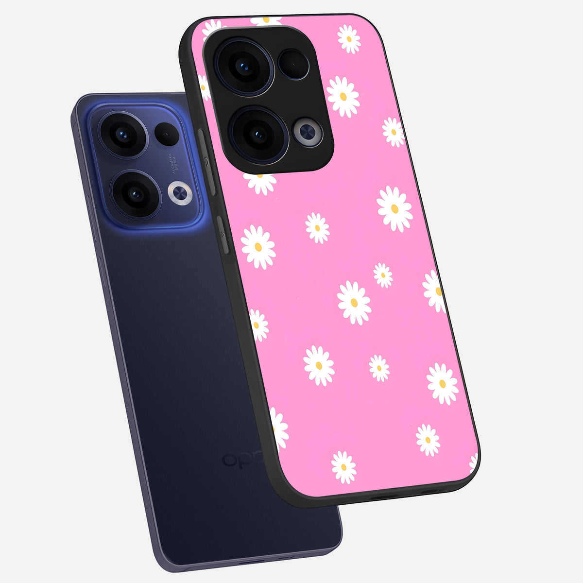  Bubblegum Daisy Pop phone case For Oppo Reno 13 showing premium glass back cover with detailed artwork