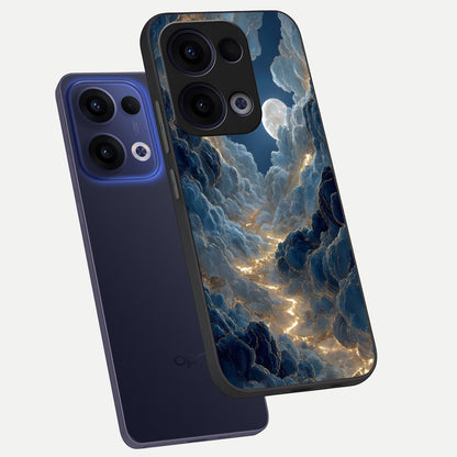  Celestial Cloud Road phone case For Oppo Reno 13 showing premium glass back cover with detailed artwork
