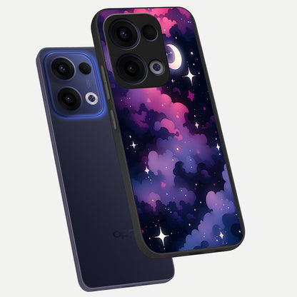  Celestial Moon Magic phone case For Oppo Reno 13 showing premium glass back cover with detailed artwork