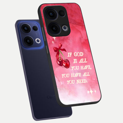  Cherry Quote phone case For Oppo Reno 13 showing premium glass back cover with detailed artwork
