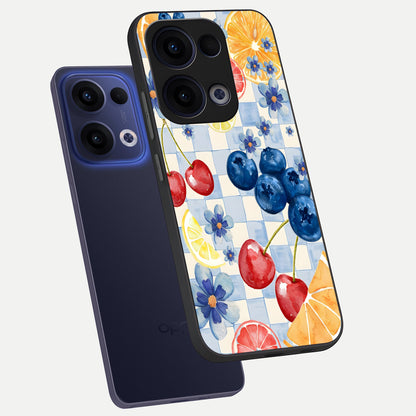  Citrus Bloom Joy phone case For Oppo Reno 13 showing premium glass back cover with detailed artwork