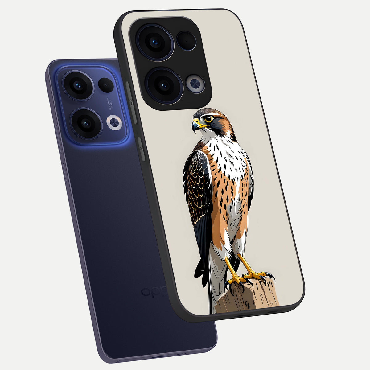  Clever Eagle phone case For Oppo Reno 13 showing premium glass back cover with detailed artwork