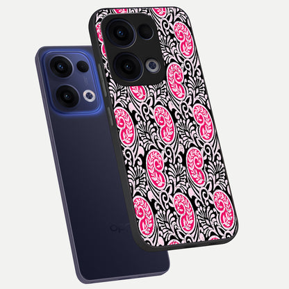  Crimson Paisley Charm phone case For Oppo Reno 13 showing premium glass back cover with detailed artwork