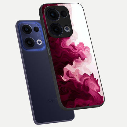  Crimson Wave Flow phone case For Oppo Reno 13 showing premium glass back cover with detailed artwork