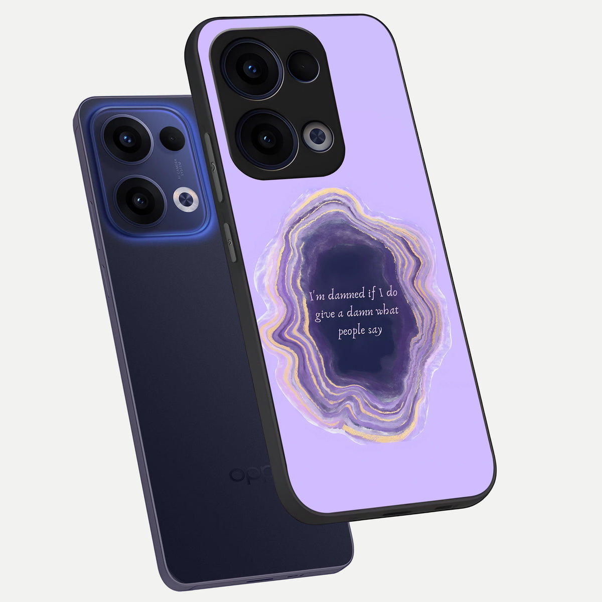  Damned People Quote phone case For Oppo Reno 13 showing premium glass back cover with detailed artwork