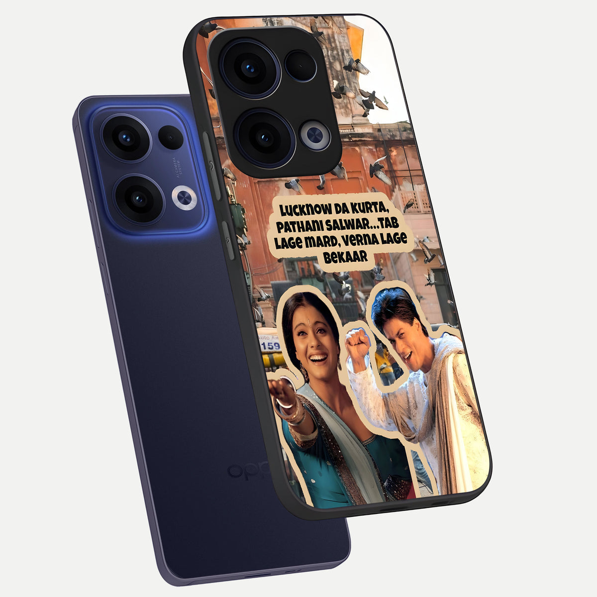  Desi Retro Vibes phone case For Oppo Reno 13 showing premium glass back cover with detailed artwork