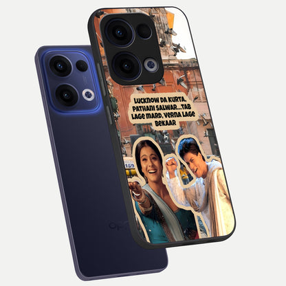  Desi Retro Vibes phone case For Oppo Reno 13 showing premium glass back cover with detailed artwork