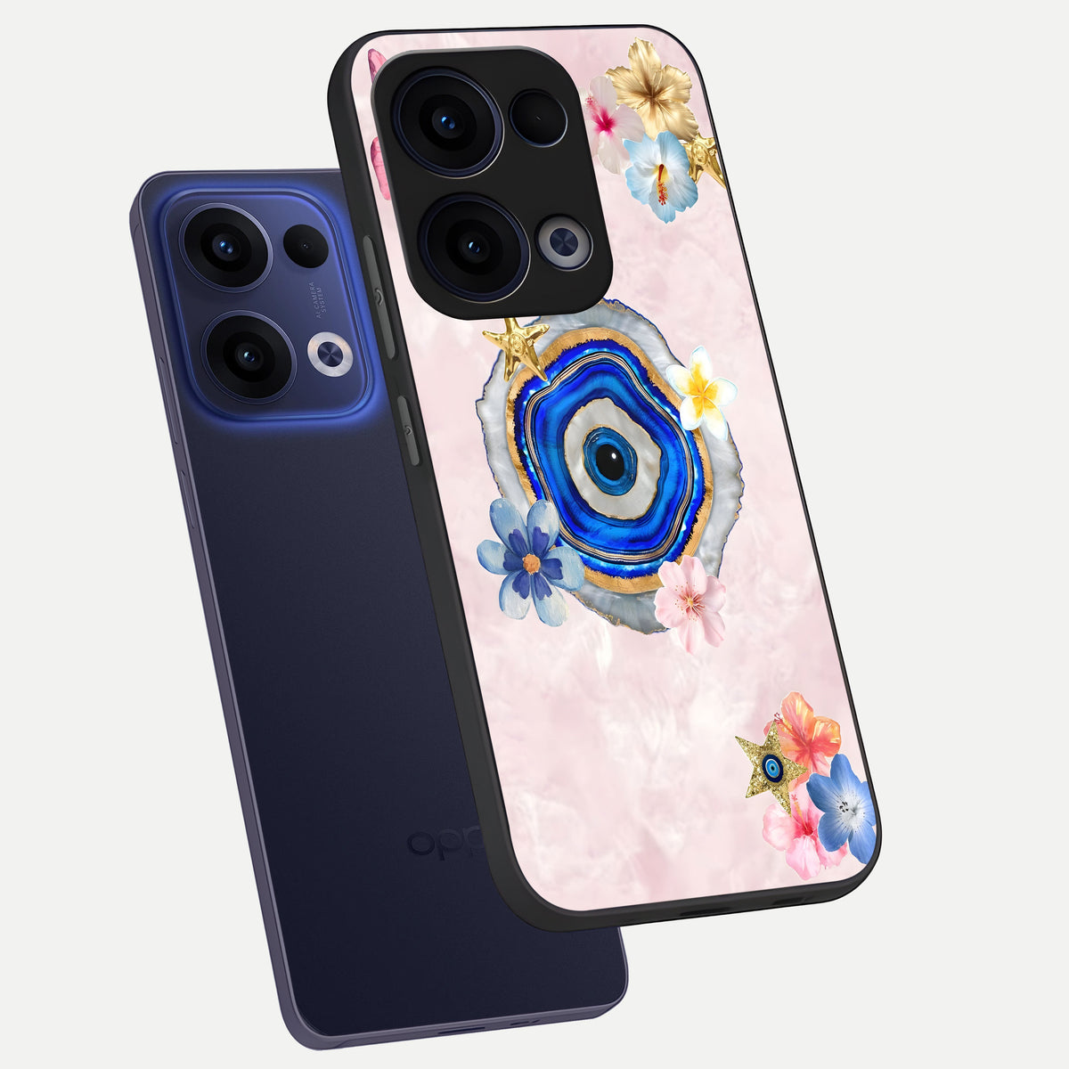  Divine Aura Bloom phone case For Oppo Reno 13 showing premium glass back cover with detailed artwork