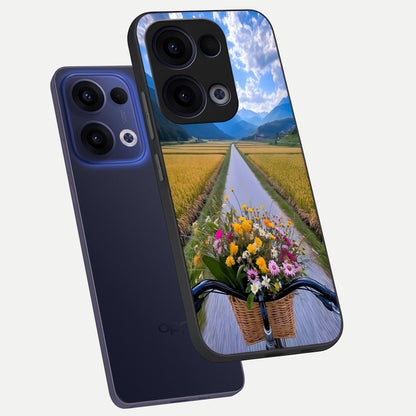  Golden Field Journey phone case For Oppo Reno 13 showing premium glass back cover with detailed artwork