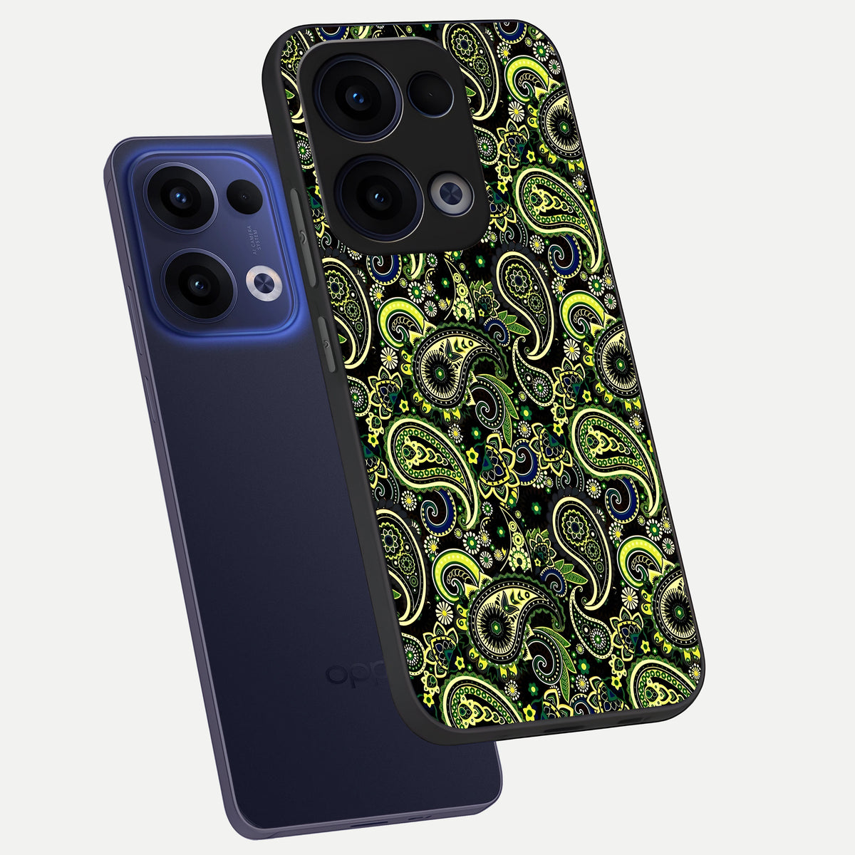  Green Lemon phone case For Oppo Reno 13 showing premium glass back cover with detailed artwork