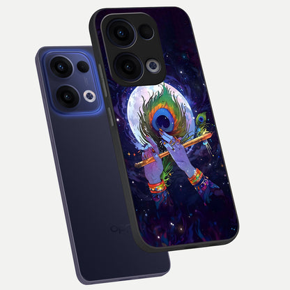  Krishna Hands Art phone case For Oppo Reno 13 showing premium glass back cover with detailed artwork