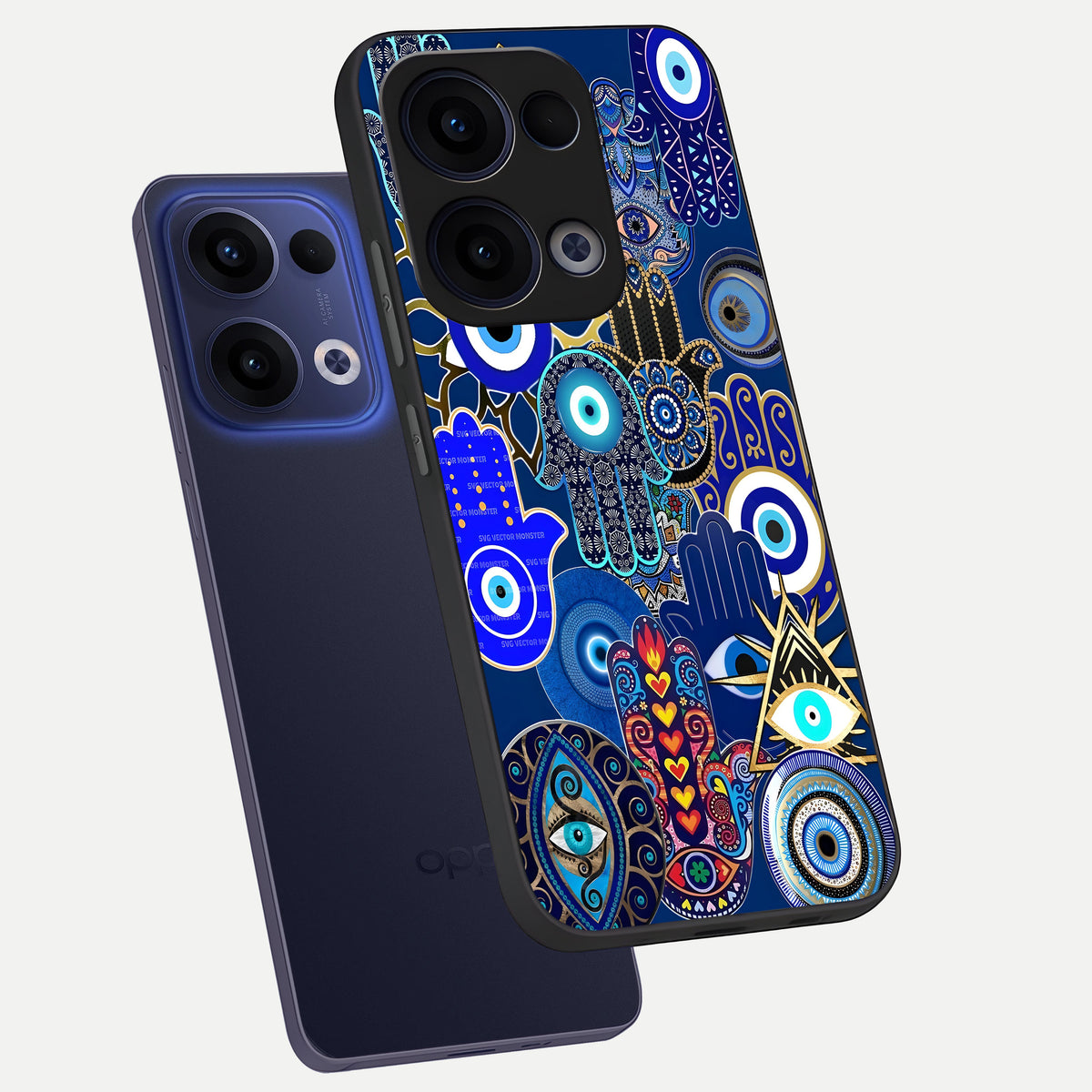  Mystic Palm Guard phone case For Oppo Reno 13 showing premium glass back cover with detailed artwork