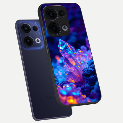  Neon Aura Shards phone case For Oppo Reno 13 showing premium glass back cover with detailed artwork