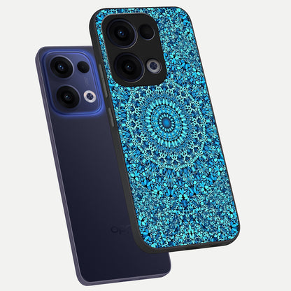  Ocean Bloom Mandala phone case For Oppo Reno 13 showing premium glass back cover with detailed artwork
