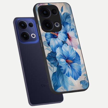  Ocean Hibiscus Grace phone case For Oppo Reno 13 showing premium glass back cover with detailed artwork
