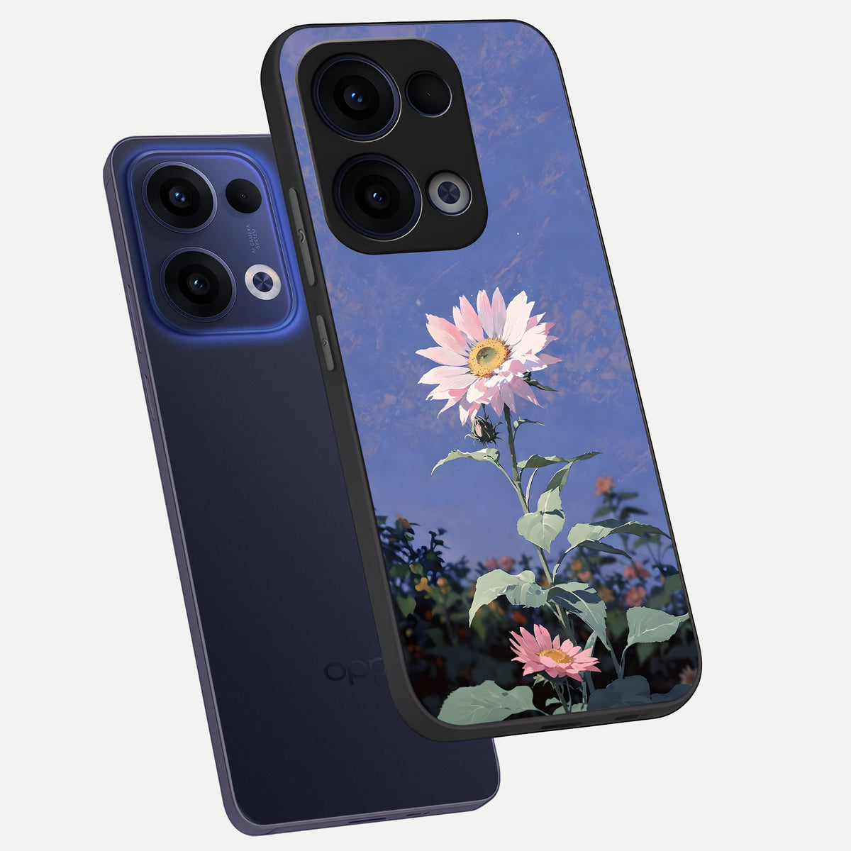  Pink Shells Outline phone case For Oppo Reno 13 showing premium glass back cover with detailed artwork