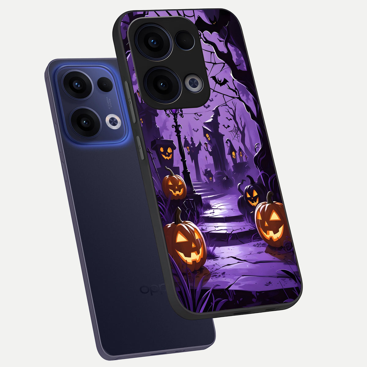  Pumpkin Patch Halloween phone case For Oppo Reno 13 showing premium glass back cover with detailed artwork