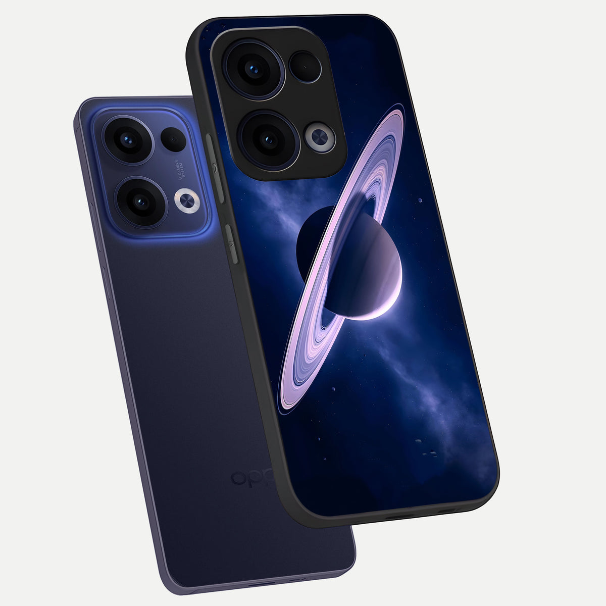  Saturn Ring Mystique phone case For Oppo Reno 13 showing premium glass back cover with detailed artwork