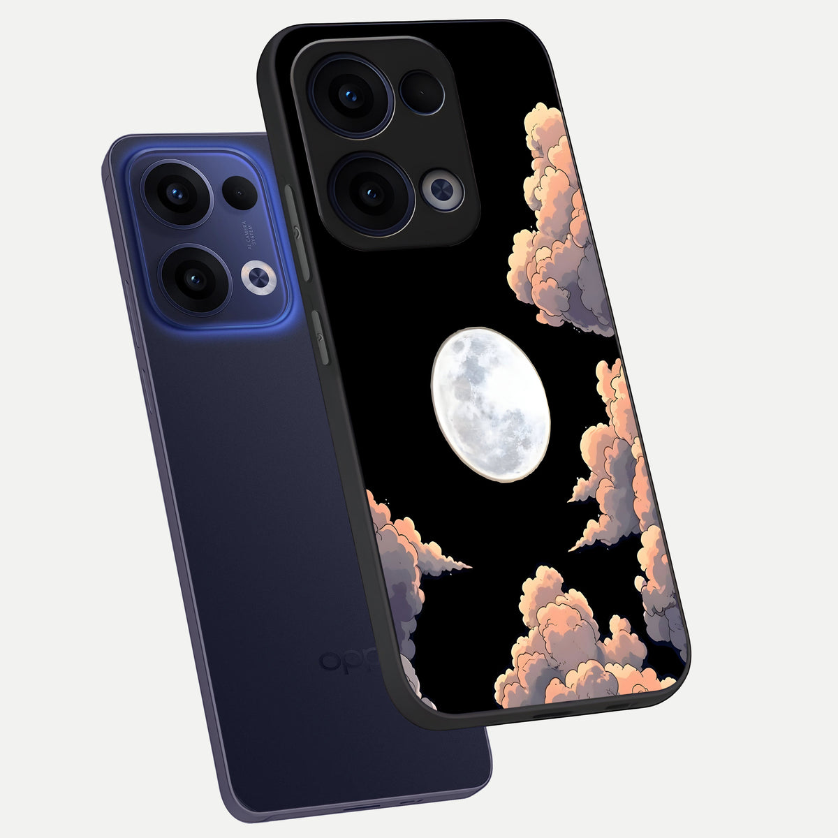  Shade Cloud Moon phone case For Oppo Reno 13 showing premium glass back cover with detailed artwork